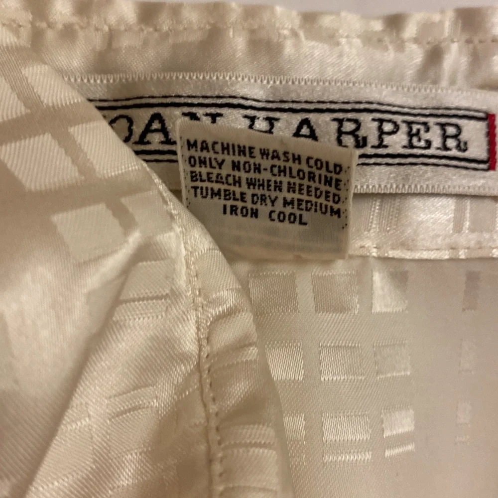 Vintage Joan Harper Women’s Blouse 12 Long Sleeve Button Up Shoulder Pads Ivory - Picture 4 of 9